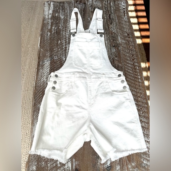 J Crew White Denim Short Overalls - Picture 4 of 6